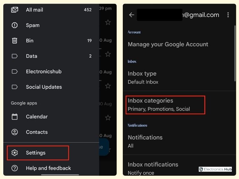 Adjust Inbox Categories-remove promotions from gmail