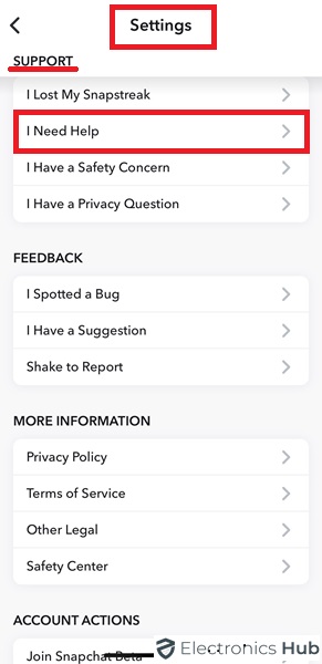 Recover deleted Snapchat - Go to Settings