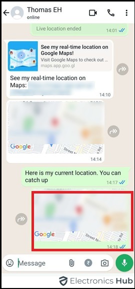 Shared your Current Location on Android's WhatsApp