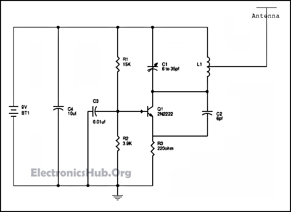 Simple FM Radio Jammer Circuit Diagram