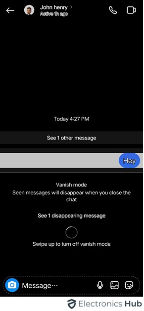 turn off vanish mode on instagram